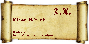 Klier Márk névjegykártya